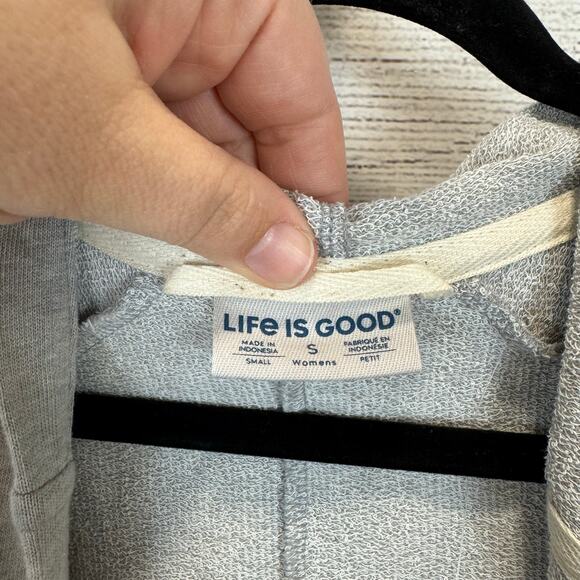 Life is Good Women's Heather Gray Beyond Hip Hooded Lounge Cardigan Size Small - Picture 6 of 10